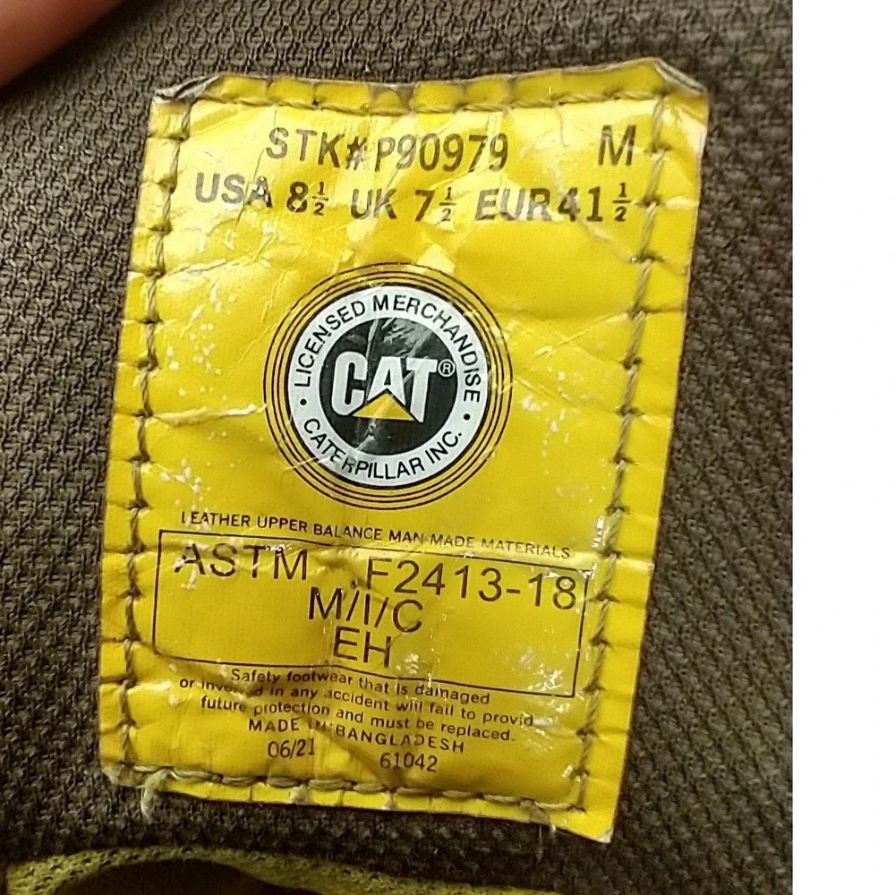 Caterpillar Mens 8.5 Brown‎ Leather Steel Toe Waterproof Work Boots NO INSOLES